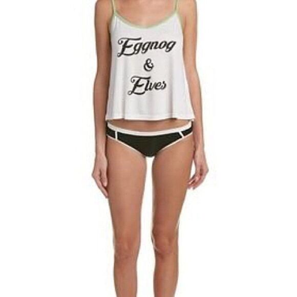 MINKPINK Eggnog & Elves Loungewear Pjs & Laundry Bag Set Womens Size Medium - Picture 1 of 6